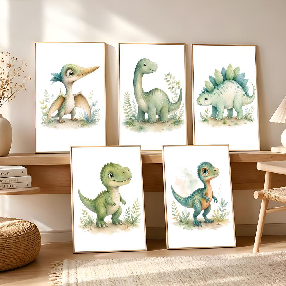 Baby Food Oil - Poster su Tela con Dinosauri Kawaii