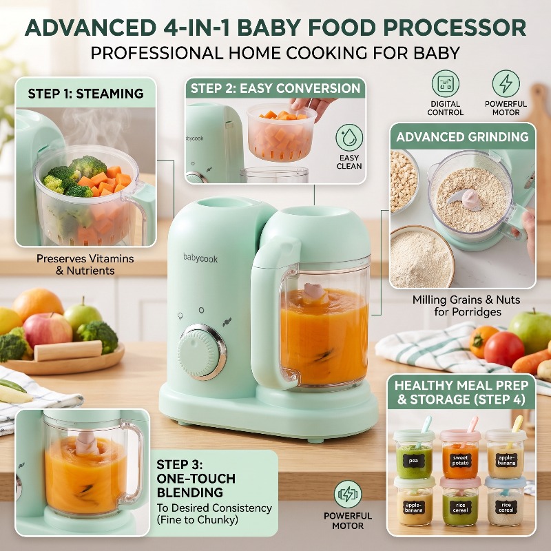 Baby Food Steamer - Tritatutto Multifunzione di Alta Precisione per